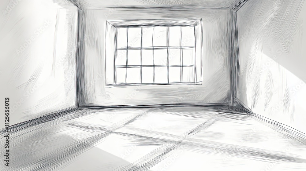 Sketch of an empty room with a window Sketch of an empty room with a window