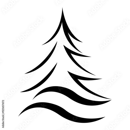 Christmas tree line art