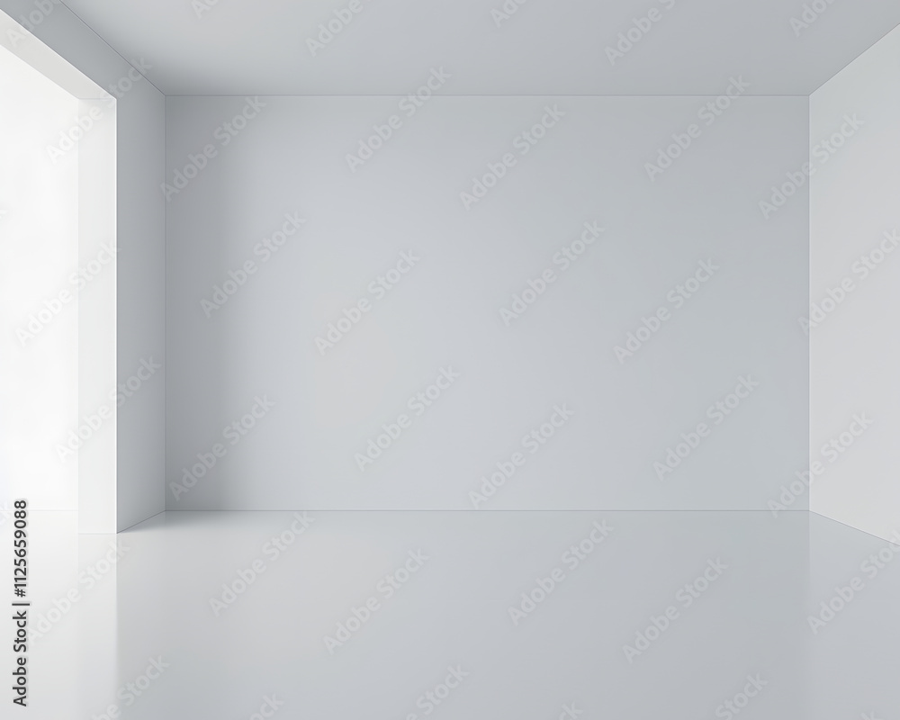A minimalistic, empty white room with a large window, emphasizing space and simplicity. A minimalistic, empty white room with a large window, emphasizing space and simplicity.