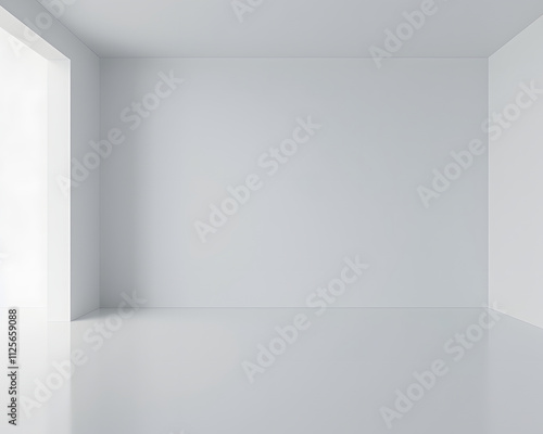 Wallpaper Mural A minimalistic, empty white room with a large window, emphasizing space and simplicity. Torontodigital.ca