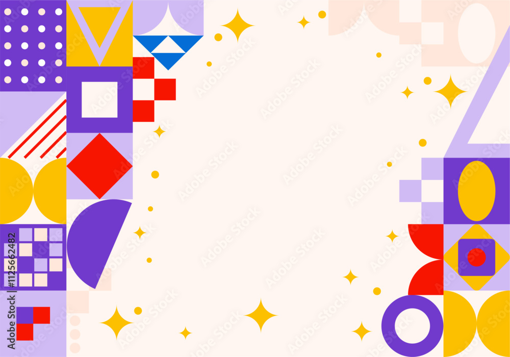 Obraz premium purple, yellow and red colorful geometric retro vector illustration