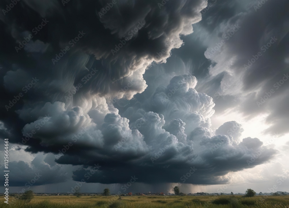 Storm clouds gather in the sky on a gloomy day, grey, ominous Storm clouds gather in the sky on a gloomy day, grey, ominous
