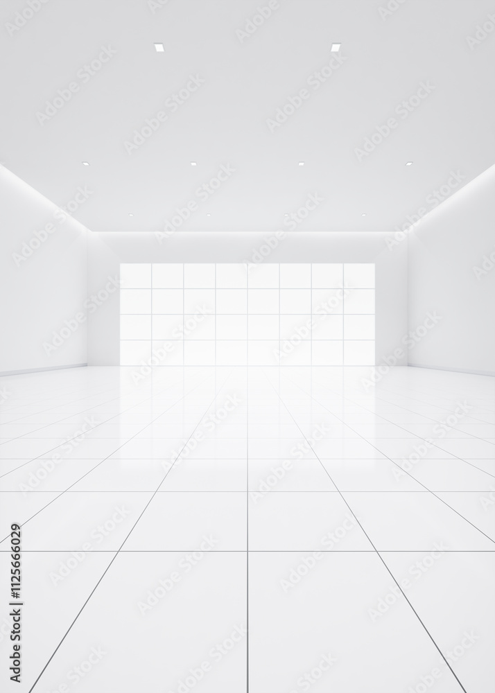 3d rendering of white empty room with tile floor suit for background. 3d rendering of white empty room with tile floor suit for background.