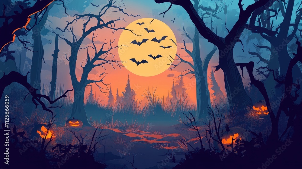 halloween haunted forest spooky illustration horror fear, scary landscape, mist mystery halloween haunted forest spooky halloween haunted forest spooky illustration horror fear, scary landscape, mist mystery halloween haunted forest spooky