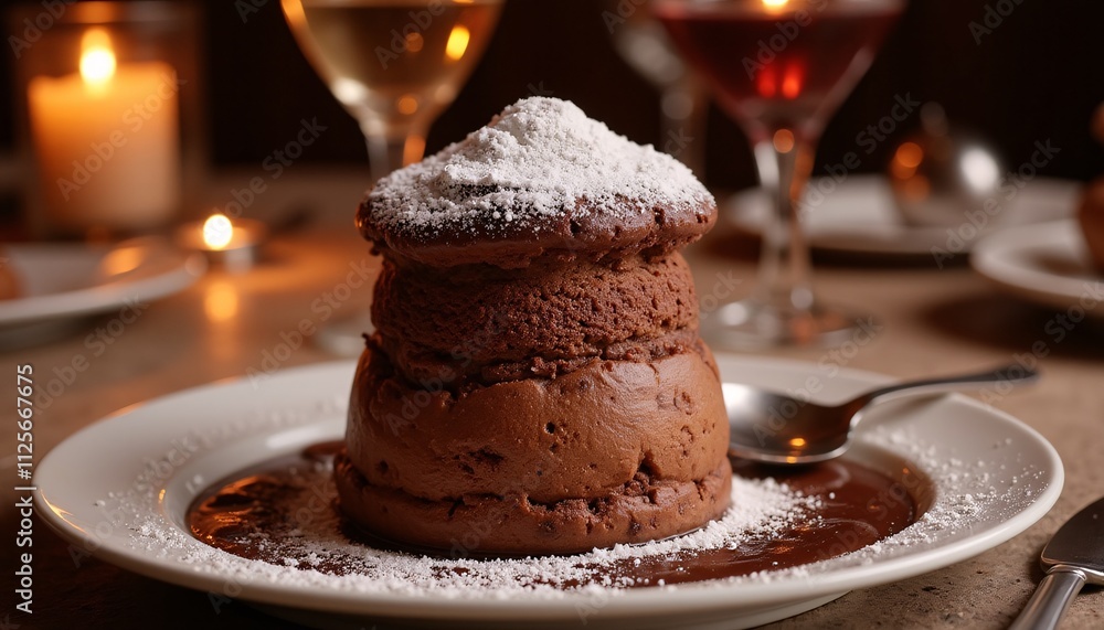 Chocolate dessert with a cozy mood served on a wooden table Chocolate dessert with a cozy mood served on a wooden table