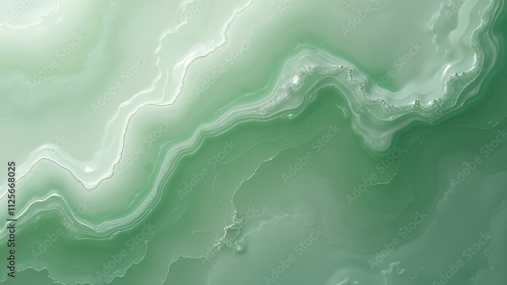 Serene Polished Jade, Close-Up Texture of Green Stone Serene Polished Jade, Close-Up Texture of Green Stone
