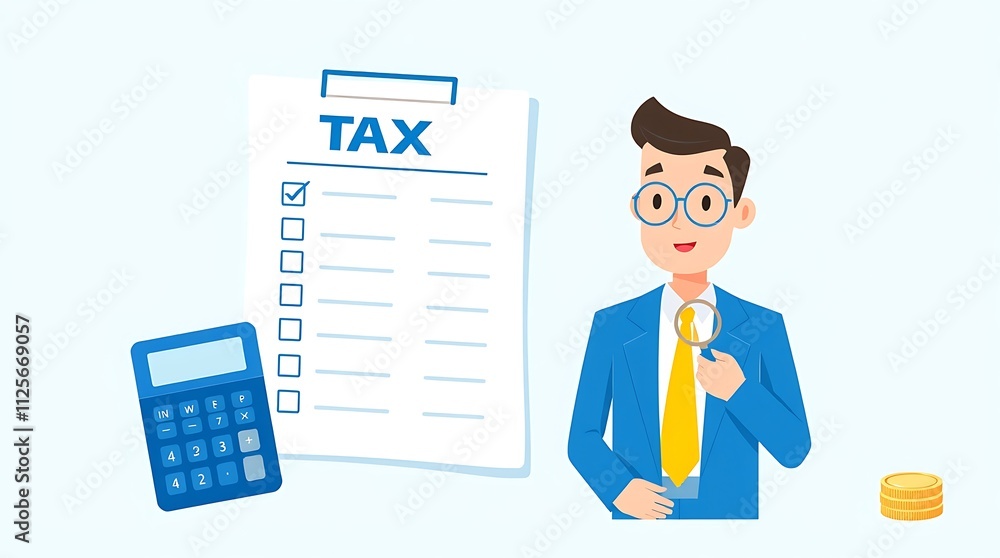 Tax planning, financial strategy for tax optimization, reduction or refund, income or revenue management, taxation or calculation concept, businessman with magnifying glass analyze tax plan document. Tax planning, financial strategy for tax optimization, reduction or refund, income or revenue management, taxation or calculation concept, businessman with magnifying glass analyze tax plan document.