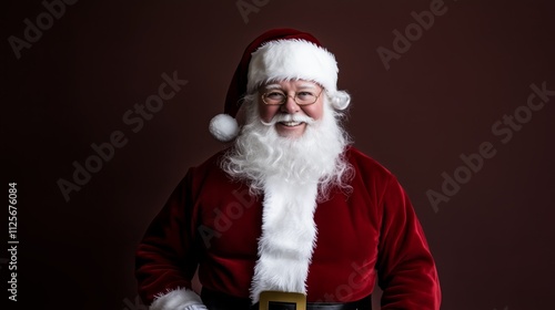 Santa Claus is smiling and wearing a red suit photo