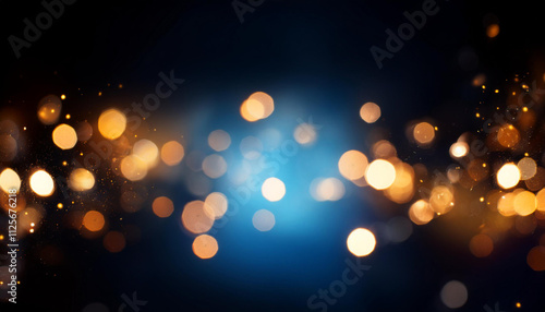 fond lumineux abstrait avec des bokeh dorés et bleus dans l'obscurité, représentant la magie et l'illumination effets lumineux. - Noël, fêtes de fin d'année décembre janvier photo