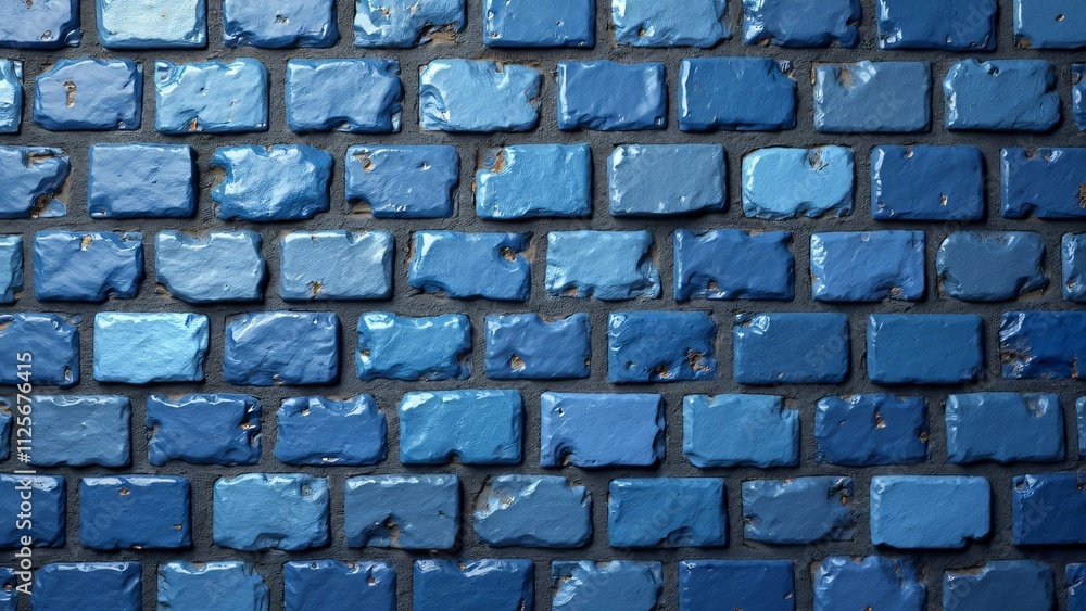 Fototapeta premium Rough Blue Cobblestone Street Texture, Detailed Stone Pattern Background
