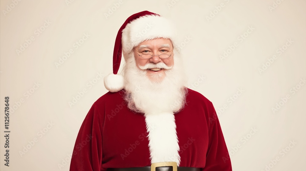 Naklejka premium Man in a red Santa Claus outfit is smiling