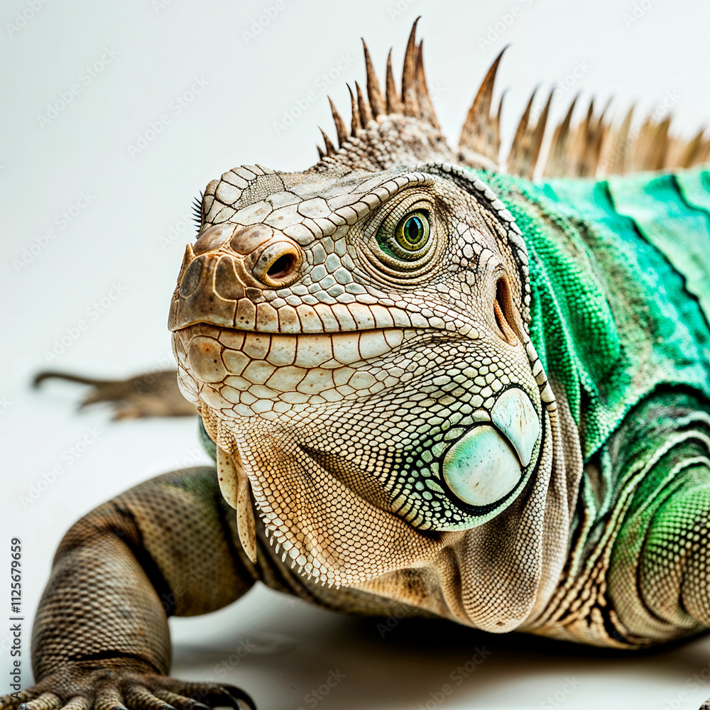 Obraz premium Green Iguana with Sharp Details in Natural Light
