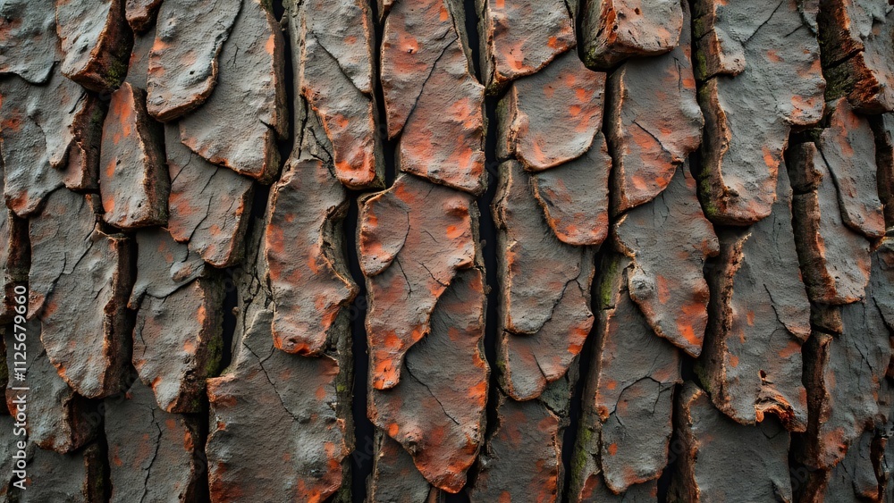 Reddish-Brown Pine Tree Bark Texture, Detailed Close-up of Flaky Scales Reddish-Brown Pine Tree Bark Texture, Detailed Close-up of Flaky Scales