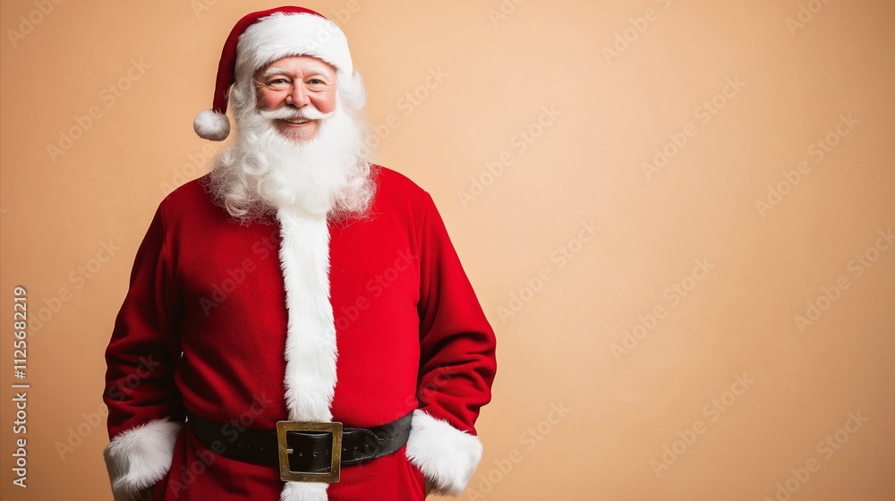 Man in a red Santa suit is smiling Man in a red Santa suit is smiling