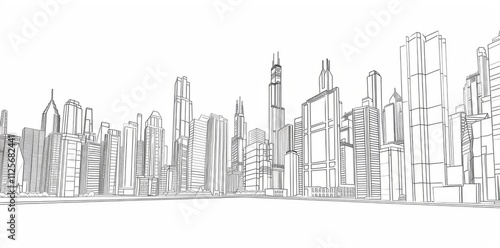 Fototapeta Naklejka Na Ścianę i Meble -  A city skyline with tall buildings and a river running through it