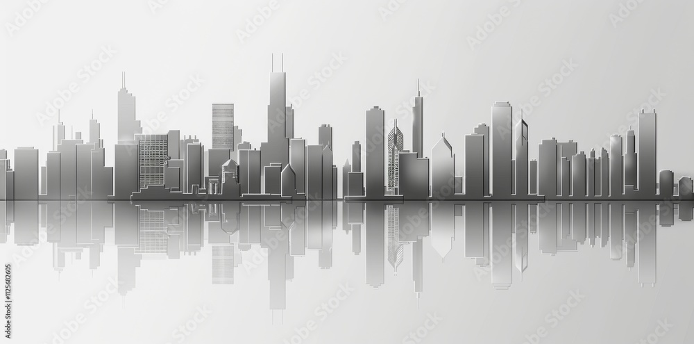 Fototapeta premium Cityscape Silhouette with Reflection