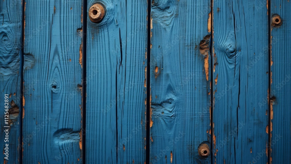 Fototapeta premium Close-up of Cracked, Peeling Blue Paint on Old Wooden Door
