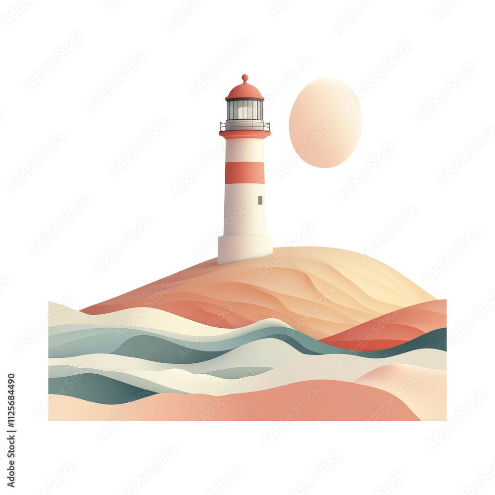 Modern Lighthouse Illustration on Transparent Background Modern Lighthouse Illustration on Transparent Background