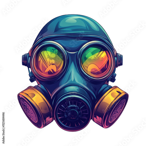 Colorful Gas Mask on Transparent Background photo