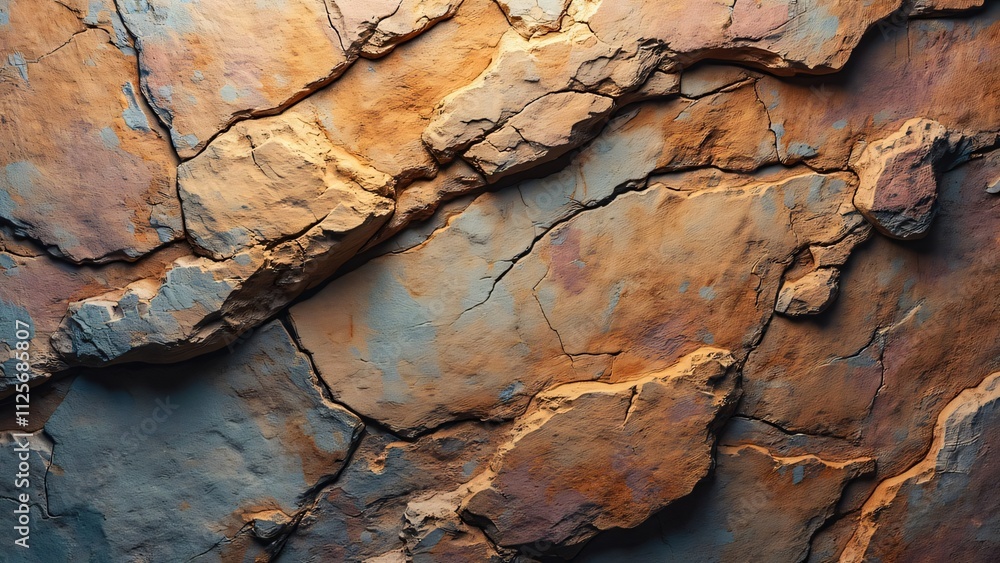 Fototapeta premium Textured Sandstone Cliff Face, Layers, Erosion, Color