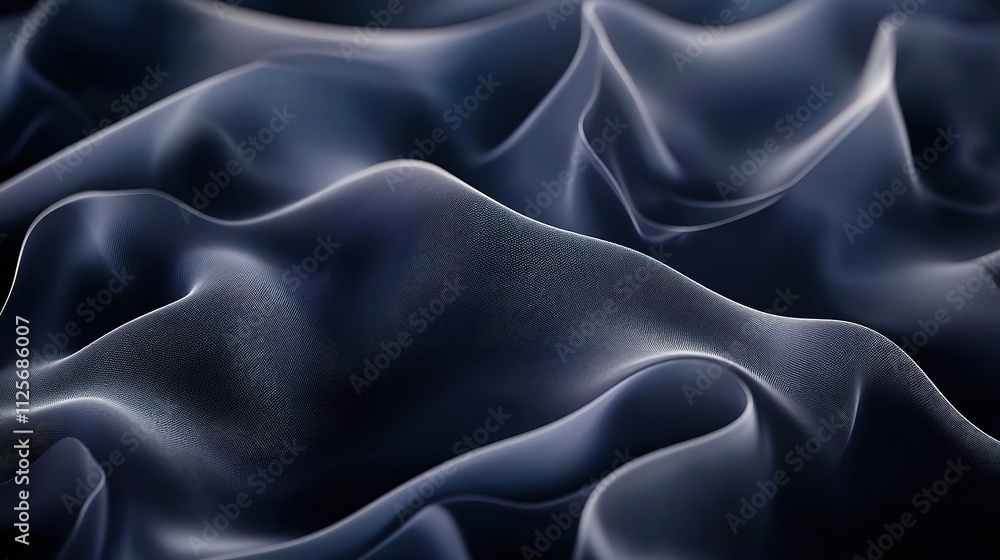Dynamic Dark Blue Abstract Design on Wavy Fabric Texture Dynamic Dark Blue Abstract Design on Wavy Fabric Texture