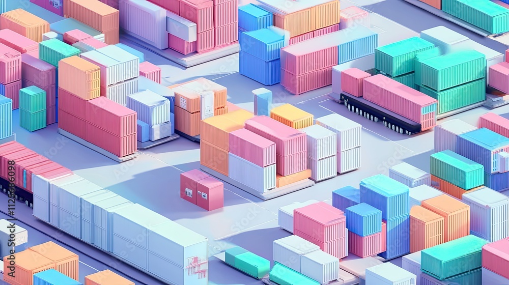 Fototapeta premium supply chain management flat design top view logistics animation colored pastel