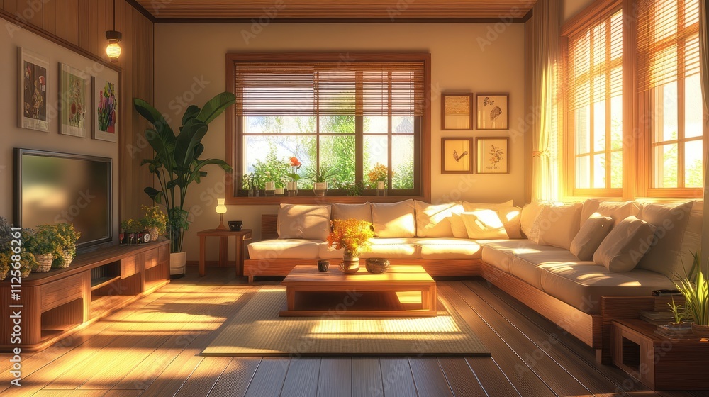 home interior design concept with cosy living room design by farm house scheme concept living room with wooden decorate light from window sofa and comfort ambient atmoshere home design,ai generate home interior design concept with cosy living room design by farm house scheme concept living room with wooden decorate light from window sofa and comfort ambient atmoshere home design,ai generate