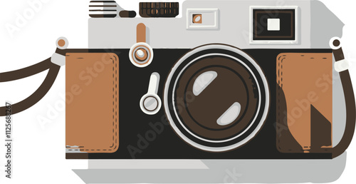 Camera. Icon with reflection on white background