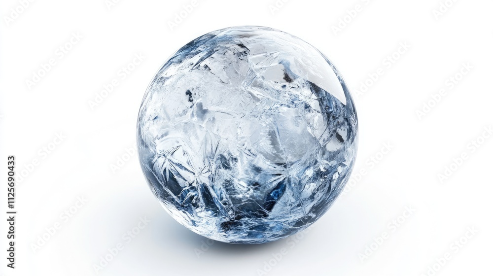 Ice ball isolated on white background with clipping path. Abstract sphere glossy geometric object for food and drink. Ice ball isolated on white background with clipping path. Abstract sphere glossy geometric object for food and drink.