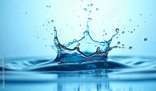 Water Drop Splash: A single drop of water creates a mesmerizing splash, sending ripples across the surface. The image captures the beauty and serenity of water in motion. photo