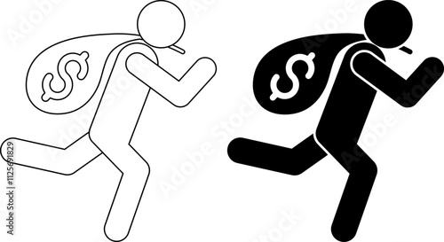 outline silhouette robbery icon set