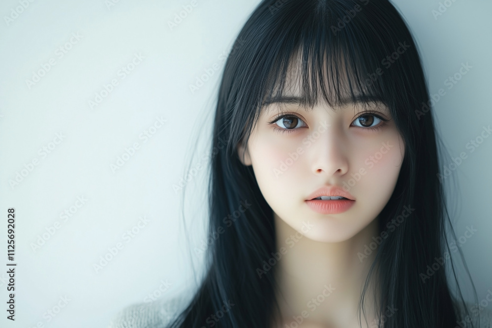 黒髪、ロングヘアの女性のポートレート 黒髪、ロングヘアの女性のポートレート