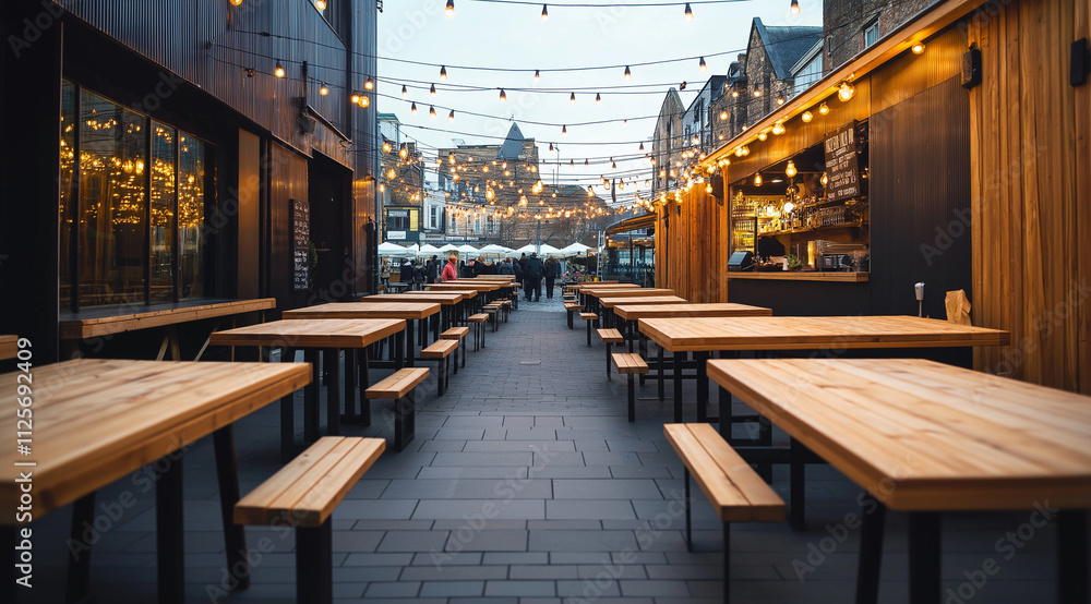 Copper Row Street Food, Trendy Urban Food Scene with Warm Culinary Atmosphere Copper Row Street Food, Trendy Urban Food Scene with Warm Culinary Atmosphere