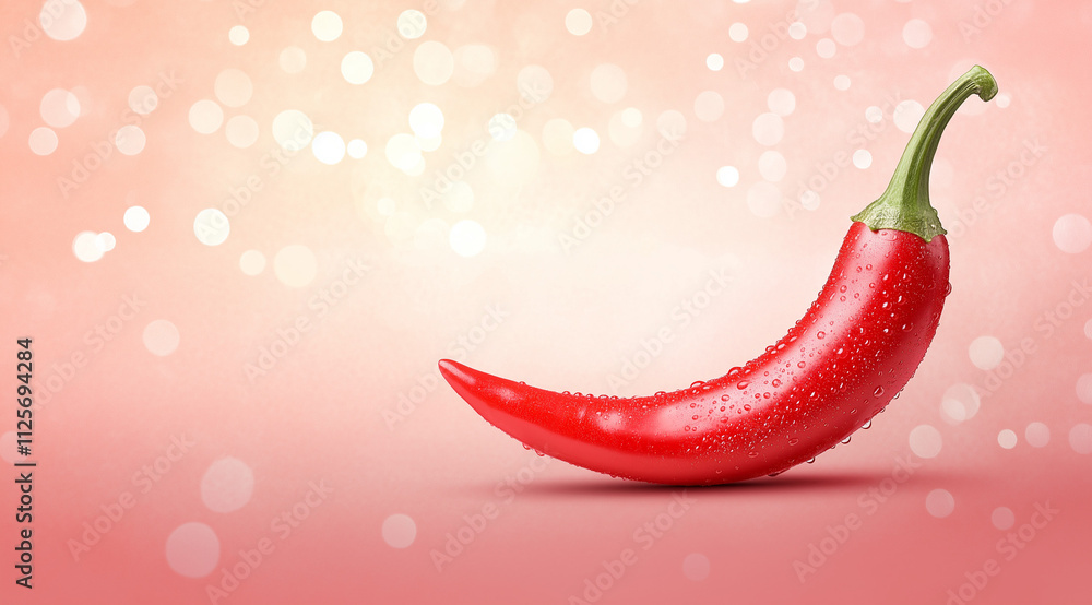 Vibrant Red Chili Pepper with Water Droplets: Freshness and Spice in Nature