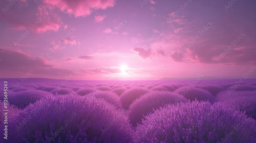 Obraz premium Lavender sunset serenity dreamy landscape nature photography vibrant environment atmospheric viewpoint tranquil concept