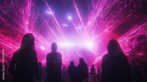 Wallpaper Mural Pink Laser Light Show Silhouettes Torontodigital.ca