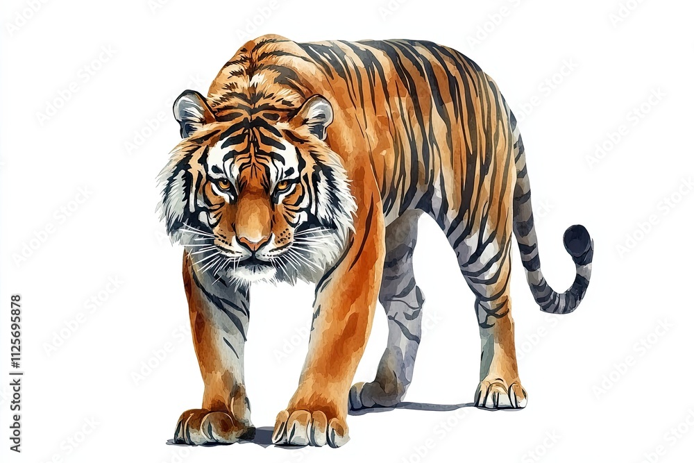 Obraz premium Majestic Bengal Tiger Walking Forward With Intense Gaze