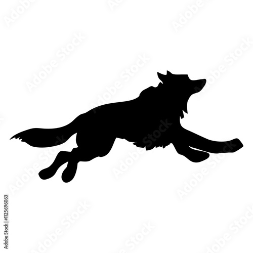 A BLACK WOLF SILOUTE RUNS AND ROARS