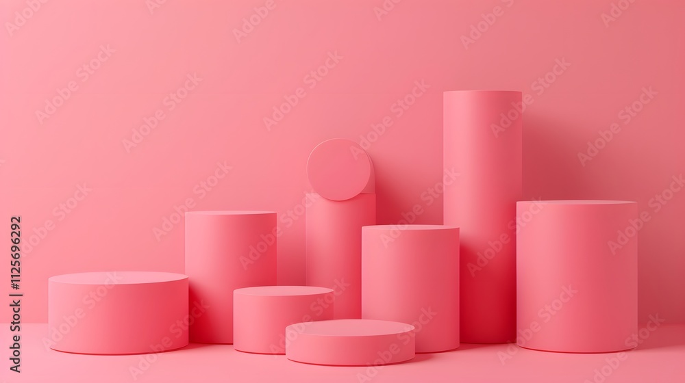Podium Pink geometric shapes arranged on a pink background. Podium Pink geometric shapes arranged on a pink background.