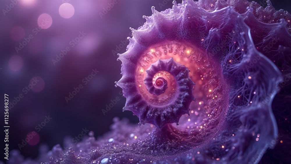 Obraz premium Surreal Purple Seashell, Dreamlike Spiral Crystal