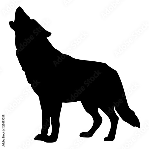 A BLACK WOLF SILOUTE RUNS AND ROARS