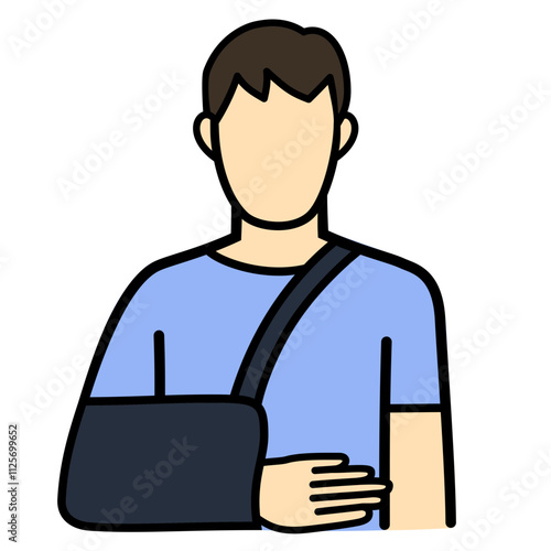 Broken Arm Filled Line Vector Icon Illustration 