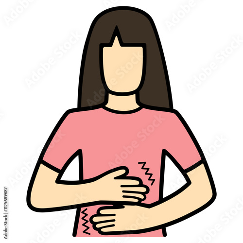 Stomachache Filled Line Vector Icon Illustration 