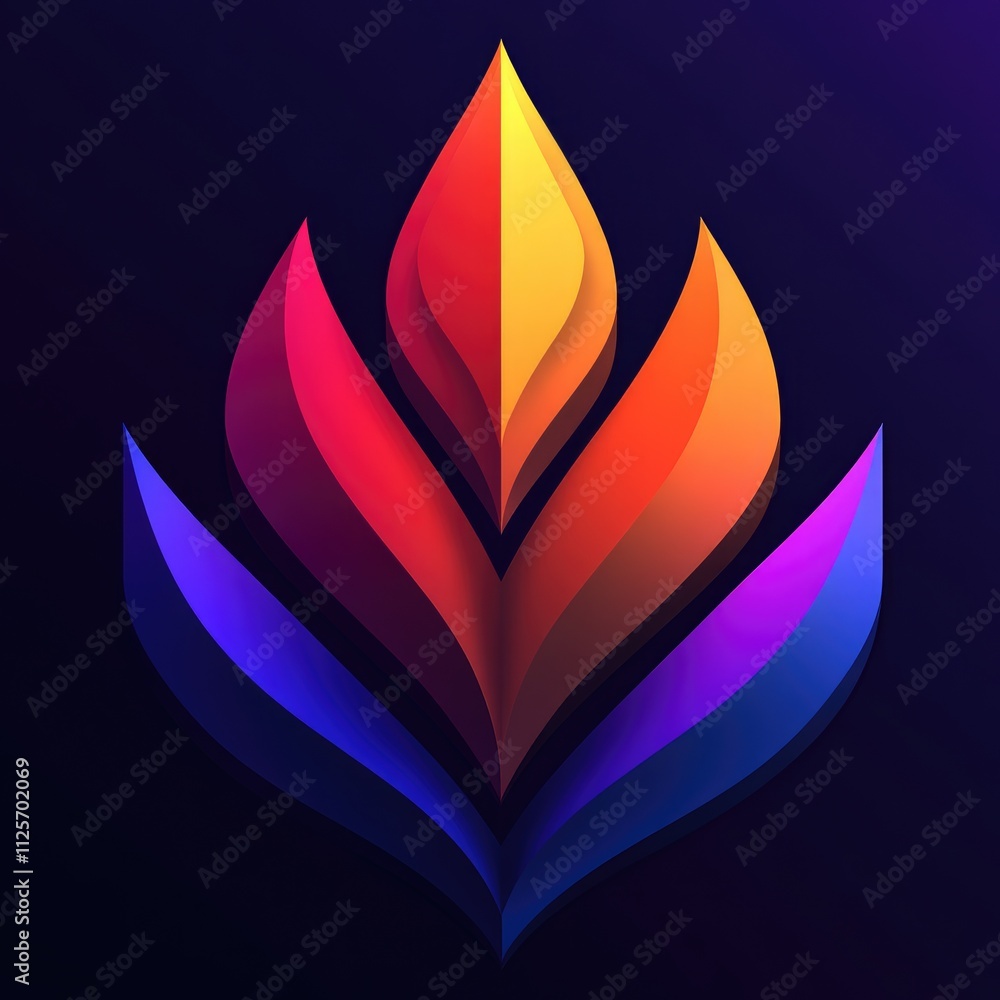 A vibrant, abstract design featuring layered shapes in warm and cool colors. A vibrant, abstract design featuring layered shapes in warm and cool colors.