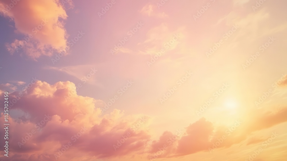 Fototapeta premium A serene sunset sky with soft clouds and warm hues, evoking tranquility and beauty.
