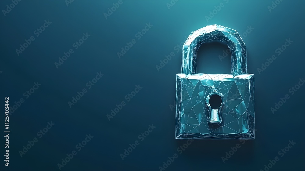 Low Poly Lock with Blue Background. Low Poly Lock with Blue Background.