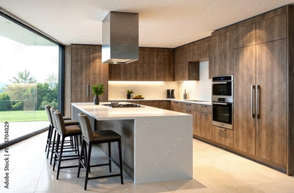 Fototapeta premium A modern kitchen with an emphasis on minimalist elegance
