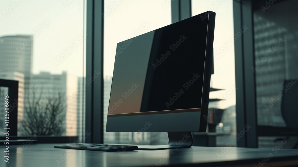 Fototapeta premium Modern Desktop Computer Near Office Window