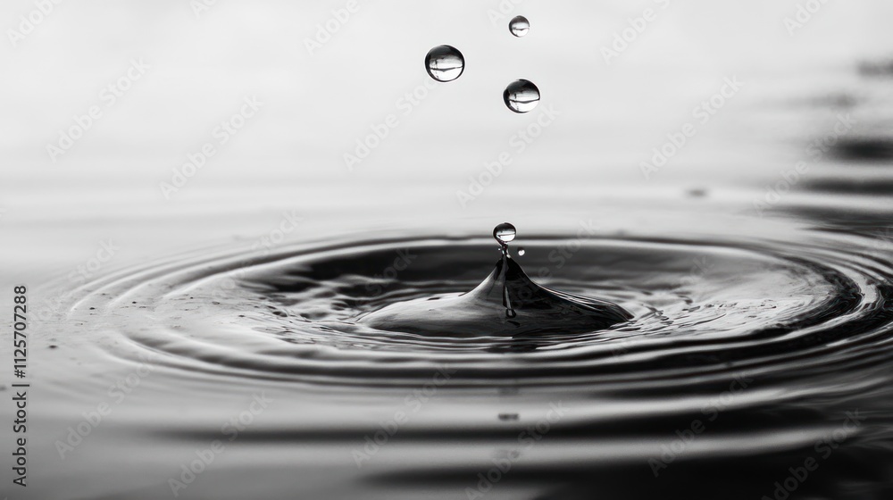 The Graceful Dance of Water Drops: A Monochromatic Study of Tranquility The Graceful Dance of Water Drops: A Monochromatic Study of Tranquility