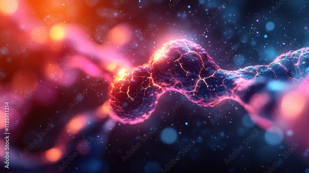 A colorful, glowing, and twisted strand of DNA. Generative AI A colorful, glowing, and twisted strand of DNA. Generative AI